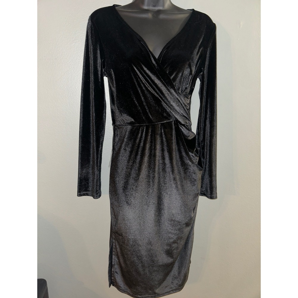 Belle Poque Velvet Dress Women Size S Black Cocktail Holiday Mob Wife Glam